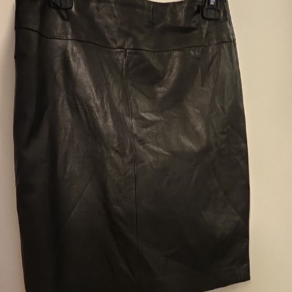 Cache Black Leather Pencil Skirt